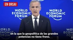 Mark Carney durante su intervención en el Foro de Davos, donde llamó a terminar con la 