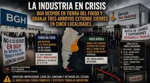 Operarios de la industria tecnológica e instalaciones de una fábrica nacional impactada por despidos y suspensiones.