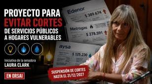 La senadora provincial Laura Clark impulsa un freno a los cortes de luz, gas y agua para proteger a jubilados y familias en situación de mora.