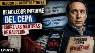 Marcos Galperín y gráficos del informe del CEPA sobre morosidad en créditos