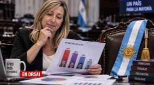 Myriam Bregman en una intervención política junto a datos de análisis electoral.