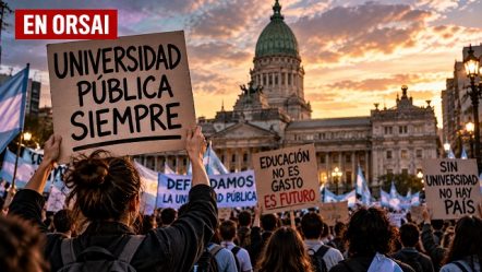 La quinta Marcha Federal Universitaria convoca a estudiantes, docentes y trabajadores frente al Congreso para exigir la aplicación de la Ley de Financiamiento Universitario y rechazar los recortes presupuestarios del Gobierno de Javier Milei. Imagen il