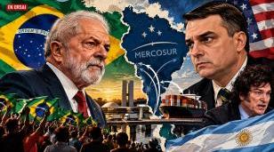 Brasil define su futuro político entre Lula da Silva y Flávio Bolsonaro en un balotaje decisivo para el Mercosur y la relación comercial con la Argentina. Ilustración editorial: En Orsai, generada con IA.