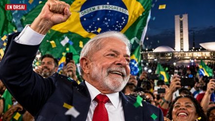 Luiz Inácio Lula da Silva celebrando su reelección tras una histórica remontada en el balotaje presidencial de Brasil - imagen IA